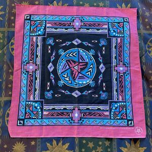 Vintage Wamcraft Native American or Southwestern Pattern Bandana Made in USA